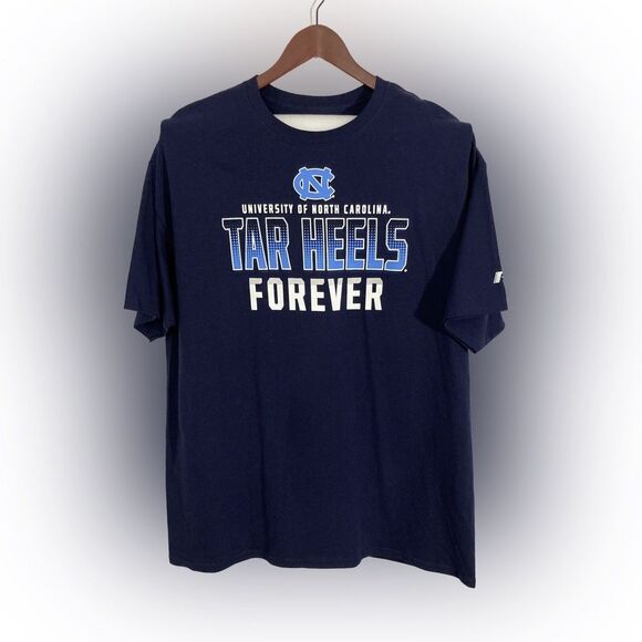 UNC Tar Heels T-Shirt 2XL Blue Russell North Carolina Collegiate Graphic Tee - Picture 1 of 9